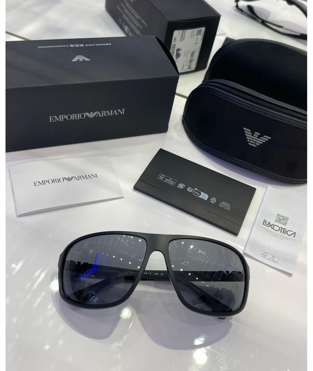 EMPORIO ARMANI Черные пластиковые солнцезащитные очки, фото 4