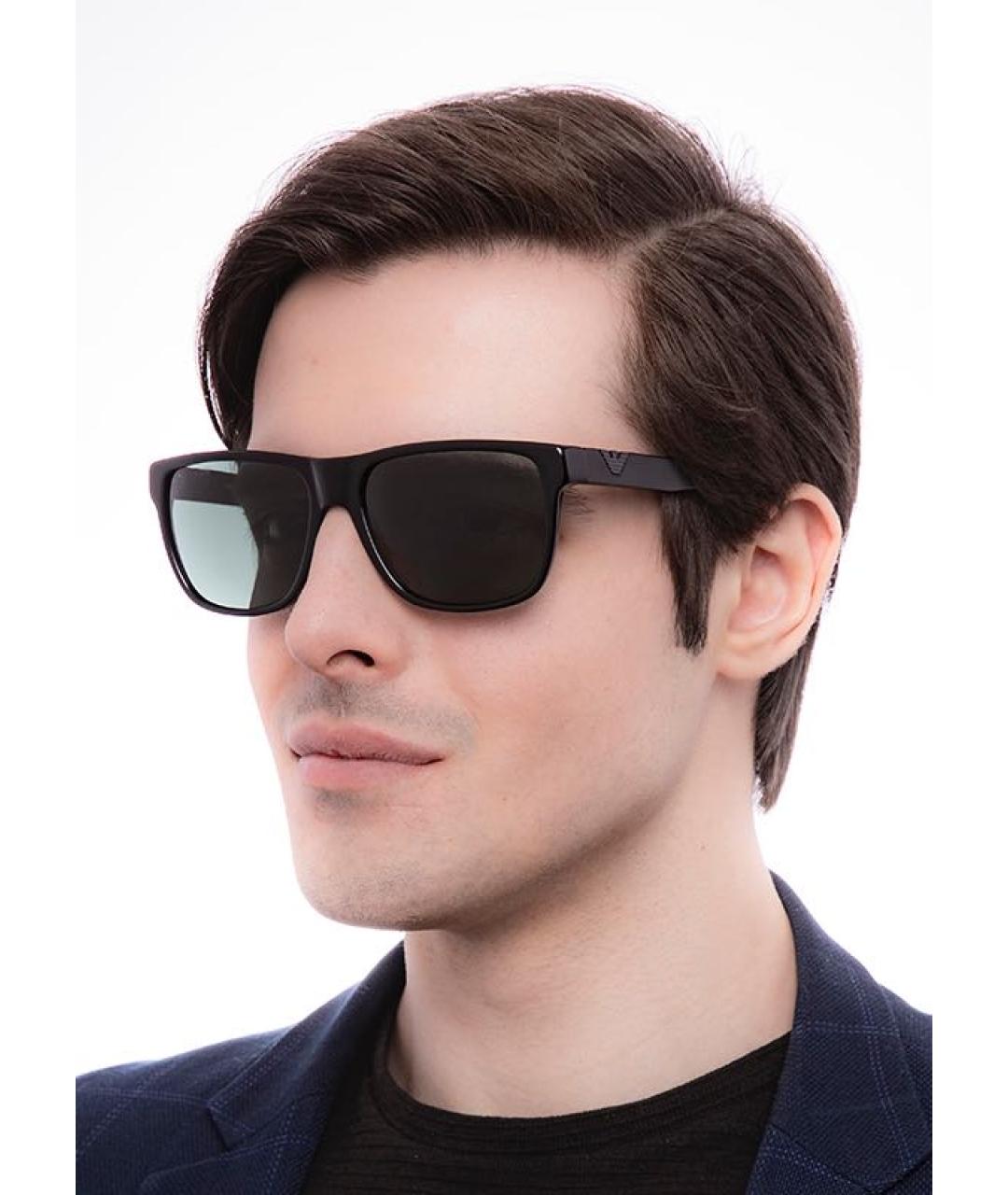 EMPORIO ARMANI Черные пластиковые солнцезащитные очки, фото 3