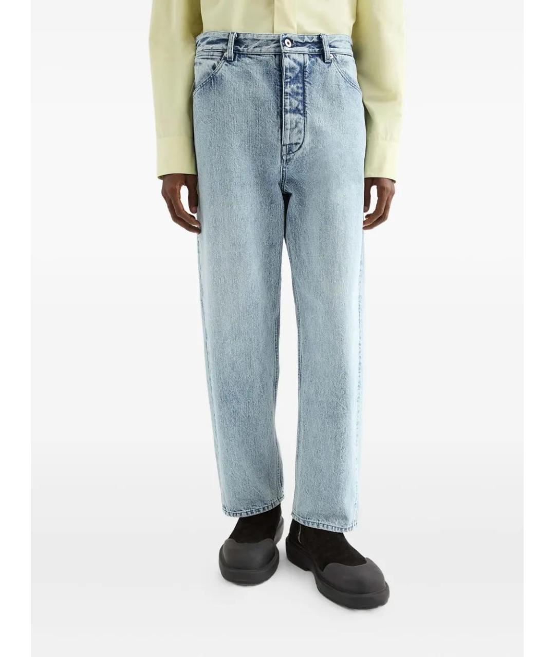 JIL SANDER Голубые хлопковые повседневные брюки, фото 3