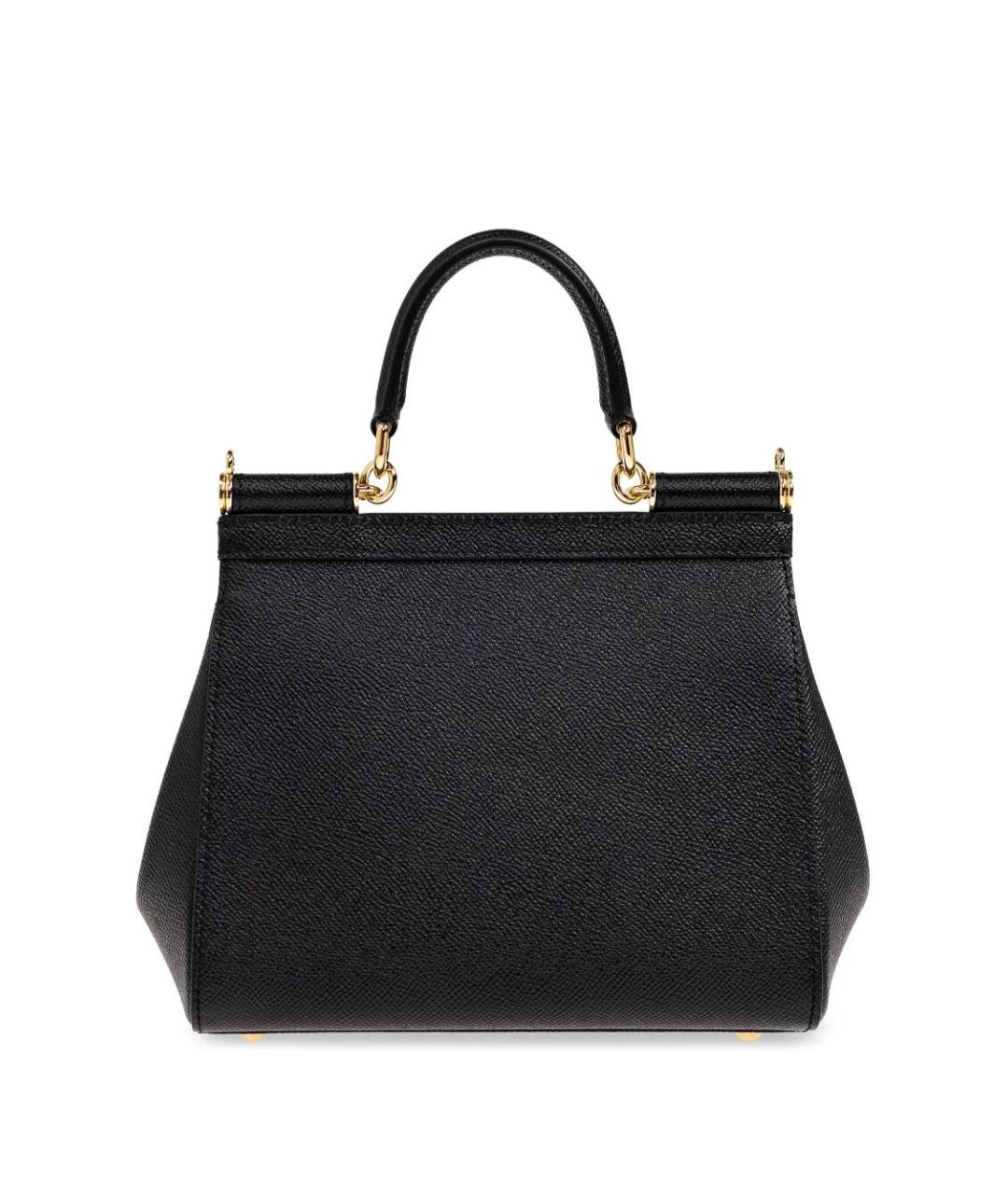 DOLCE&GABBANA Черная кожаная сумка с короткими ручками, фото 4