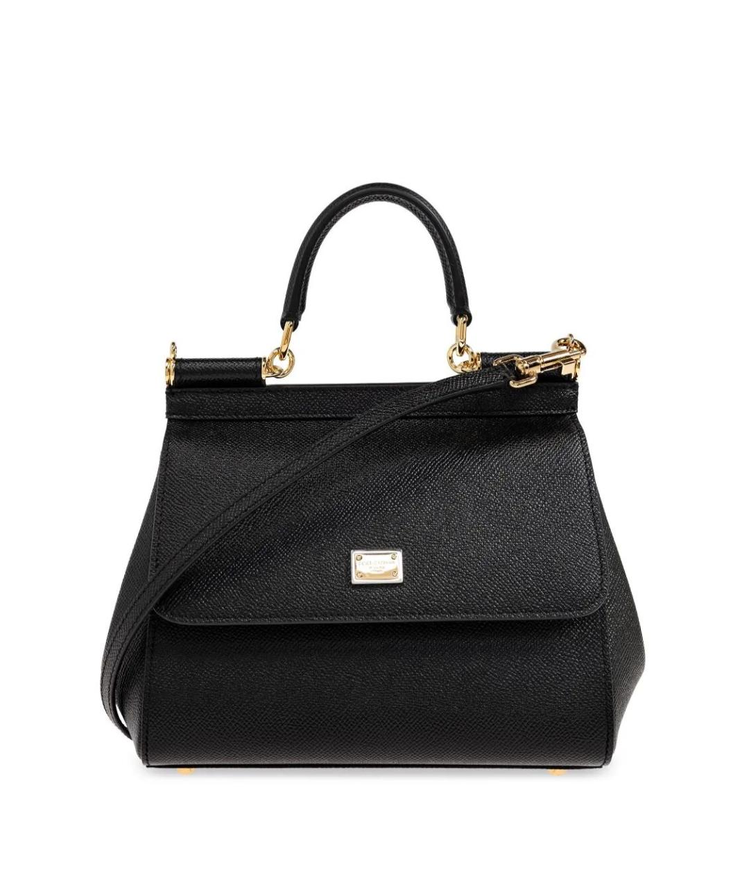 DOLCE&GABBANA Черная кожаная сумка с короткими ручками, фото 1