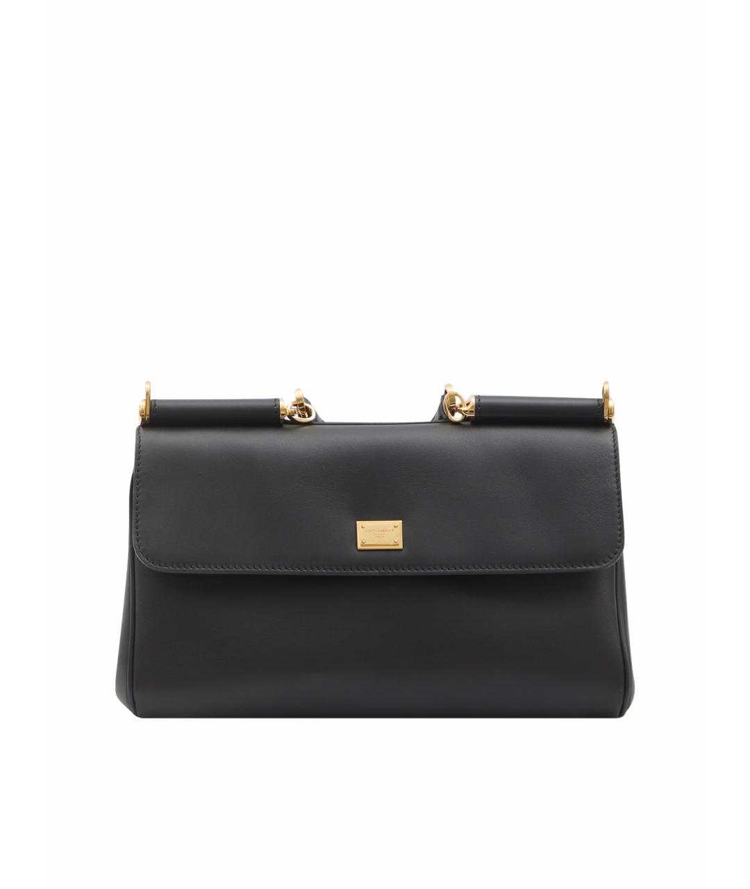 DOLCE&GABBANA Черная кожаная сумка с короткими ручками, фото 1