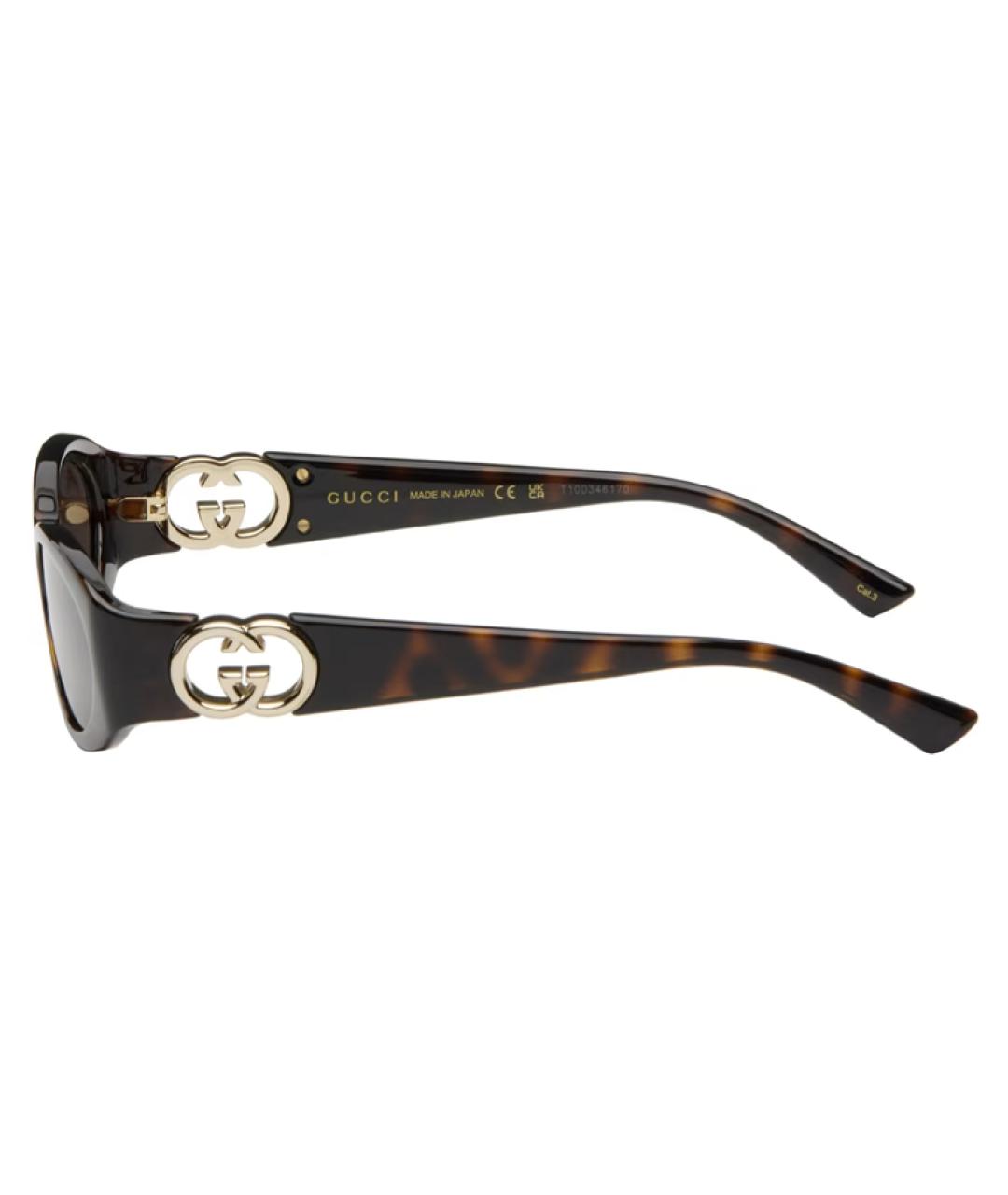 GUCCI Коричневые пластиковые солнцезащитные очки, фото 3