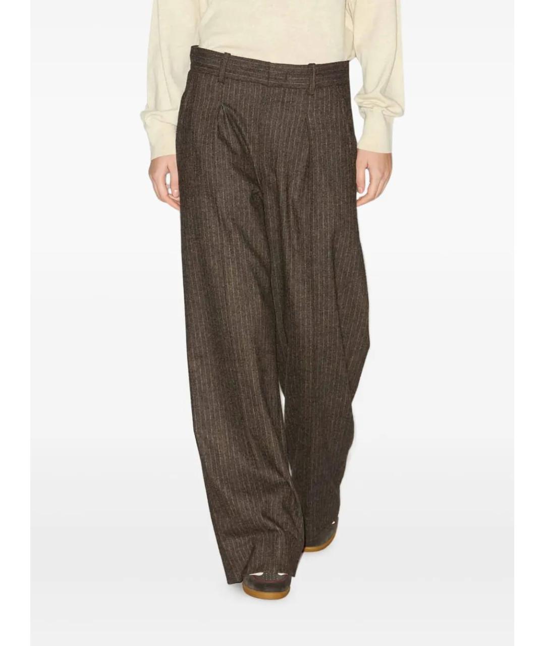 ISABEL MARANT Коричневые полиэстеровые прямые брюки, фото 2