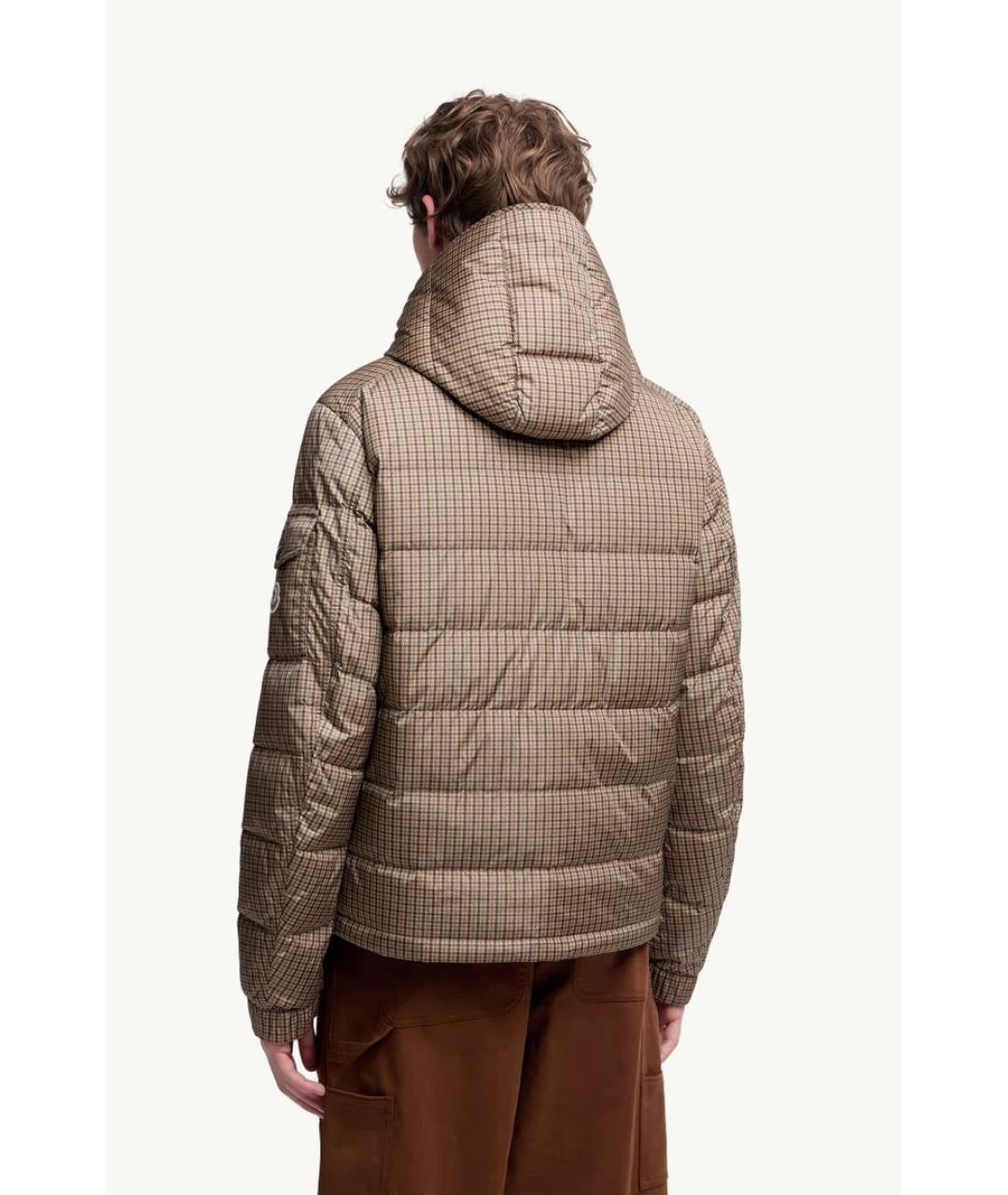 MONCLER Коричневый полиэстеровый пуховик, фото 4