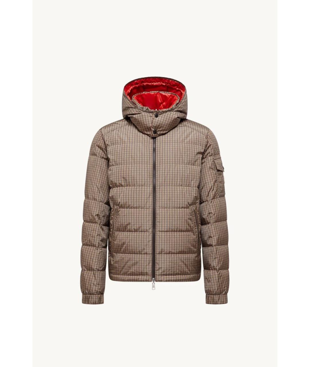 MONCLER Коричневый полиэстеровый пуховик, фото 6