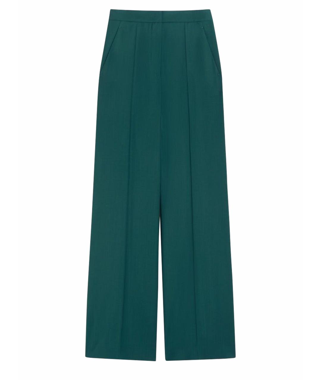 MAX MARA Зеленые шерстяные прямые брюки, фото 1