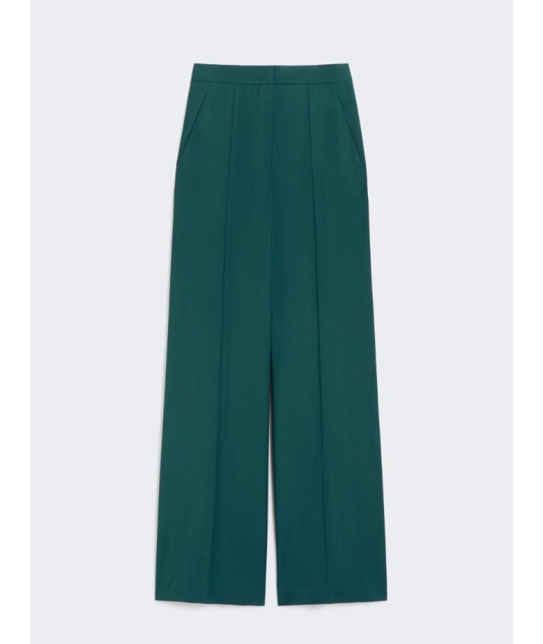MAX MARA Зеленые шерстяные прямые брюки, фото 6