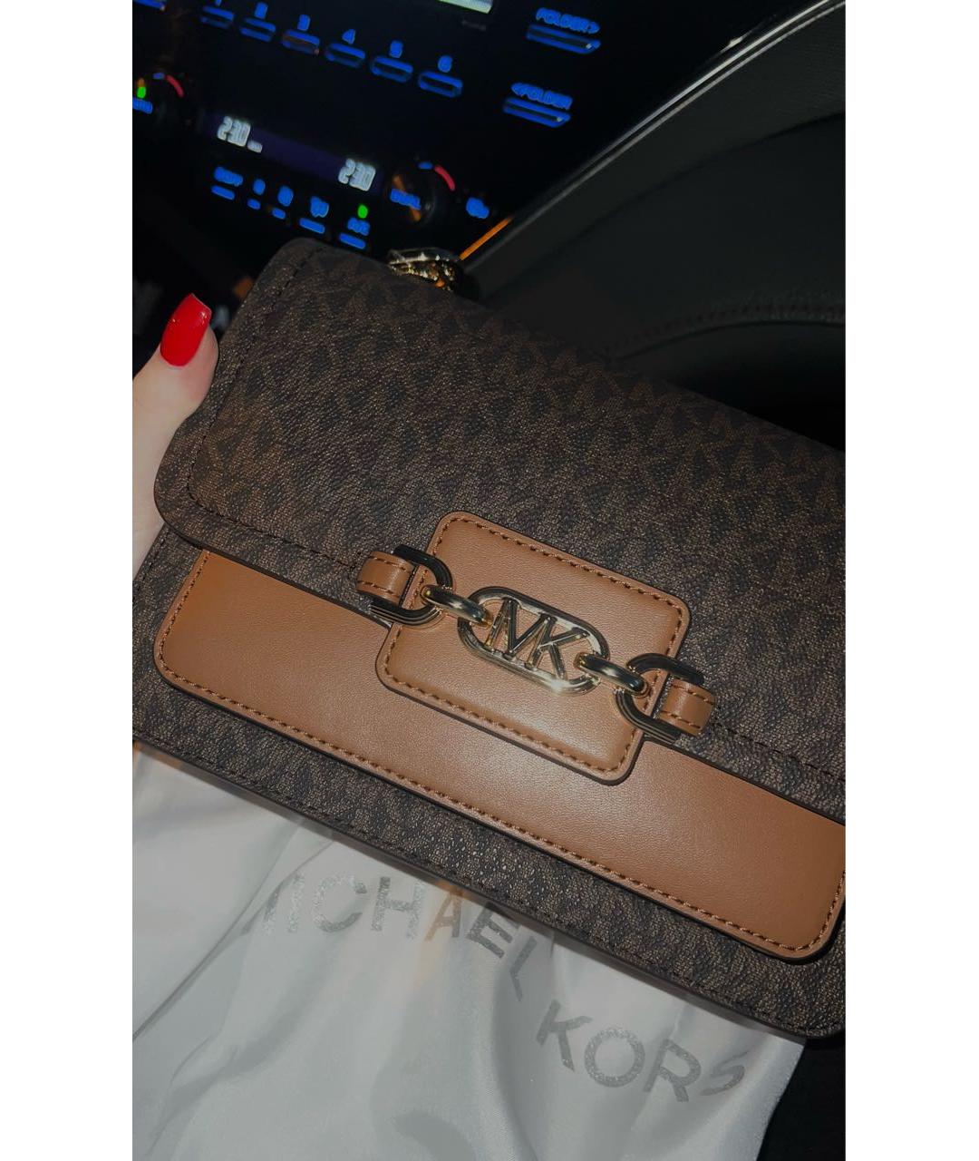 MICHAEL KORS Коричневая сумка через плечо из искусственной кожи, фото 6