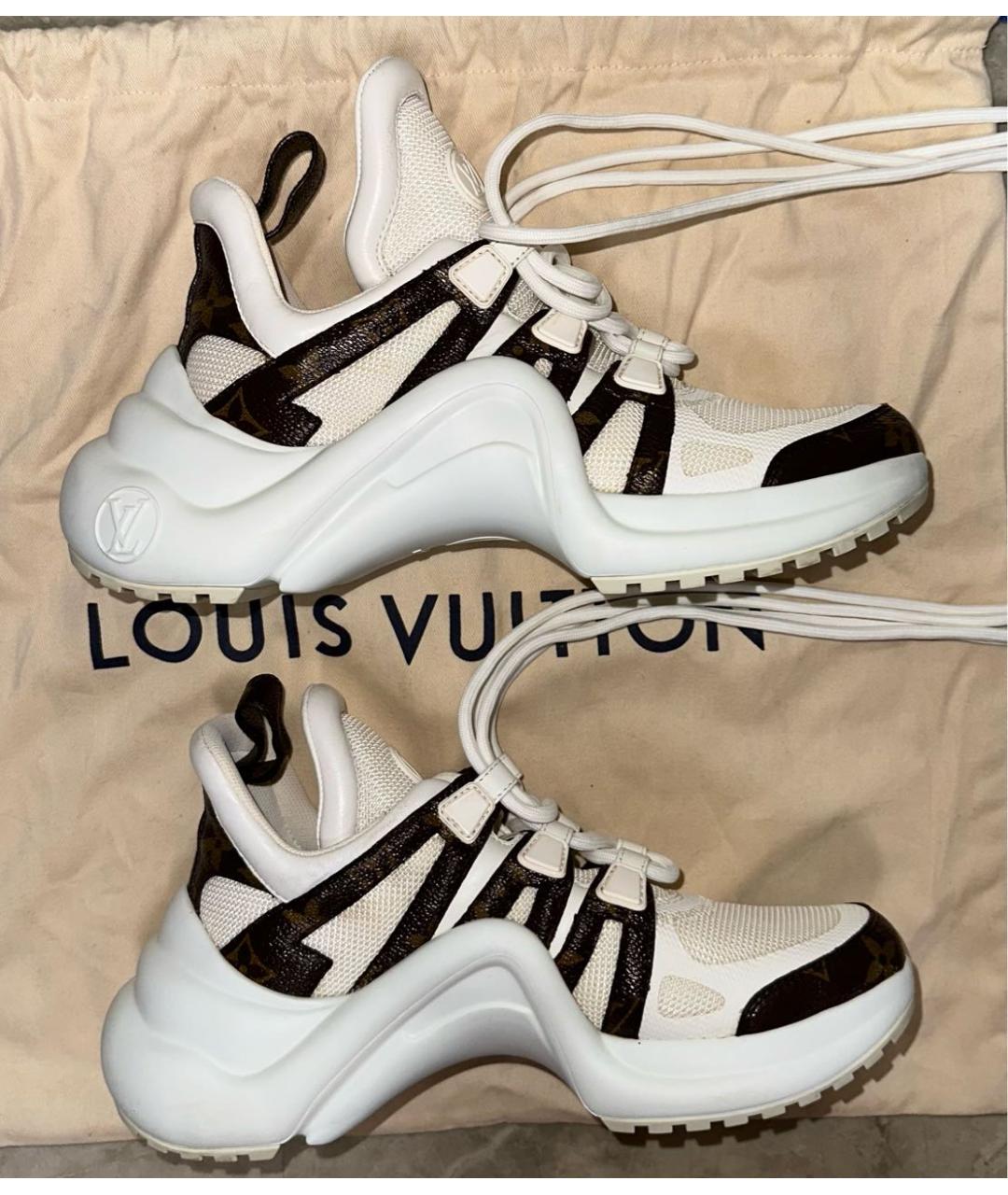 LOUIS VUITTON Белые кожаные кроссовки, фото 6