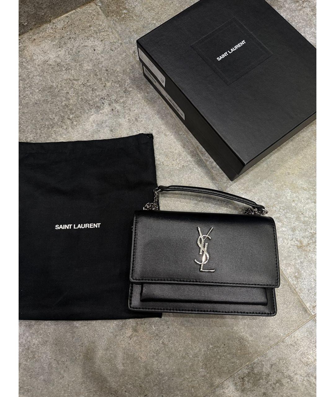 SAINT LAURENT Черная кожаная сумка через плечо, фото 5