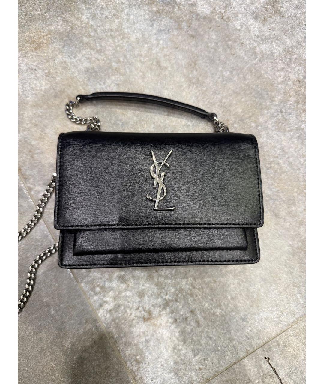 SAINT LAURENT Черная кожаная сумка через плечо, фото 9