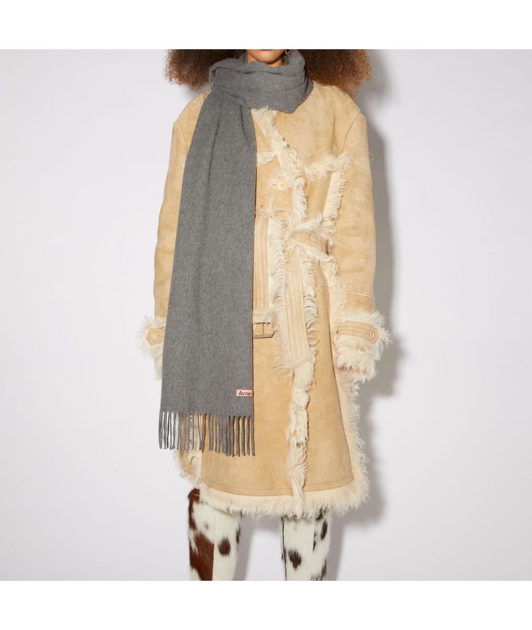 ACNE STUDIOS Серый кашемировый шарф, фото 3