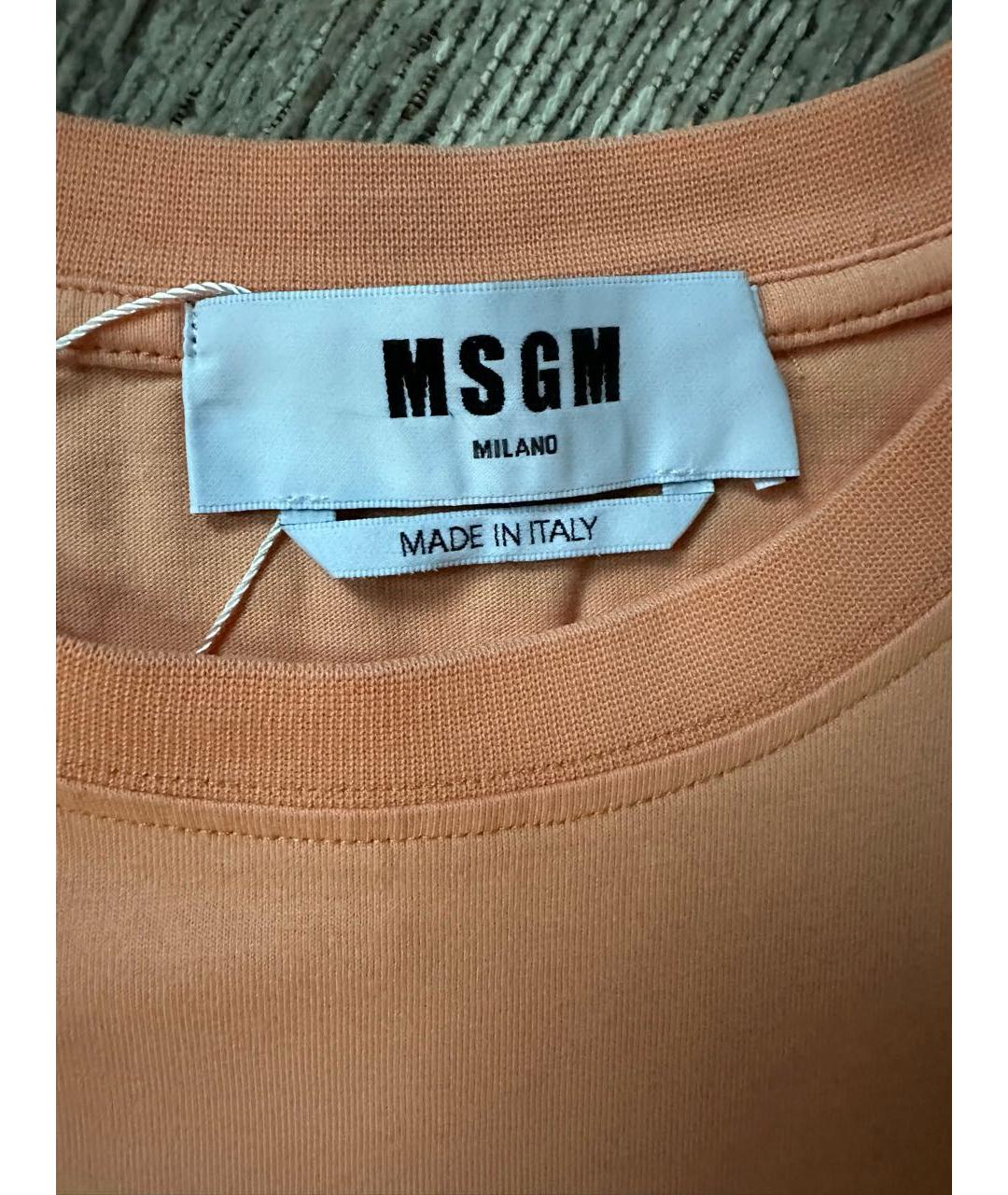 MSGM Оранжевая хлопковая футболка, фото 3