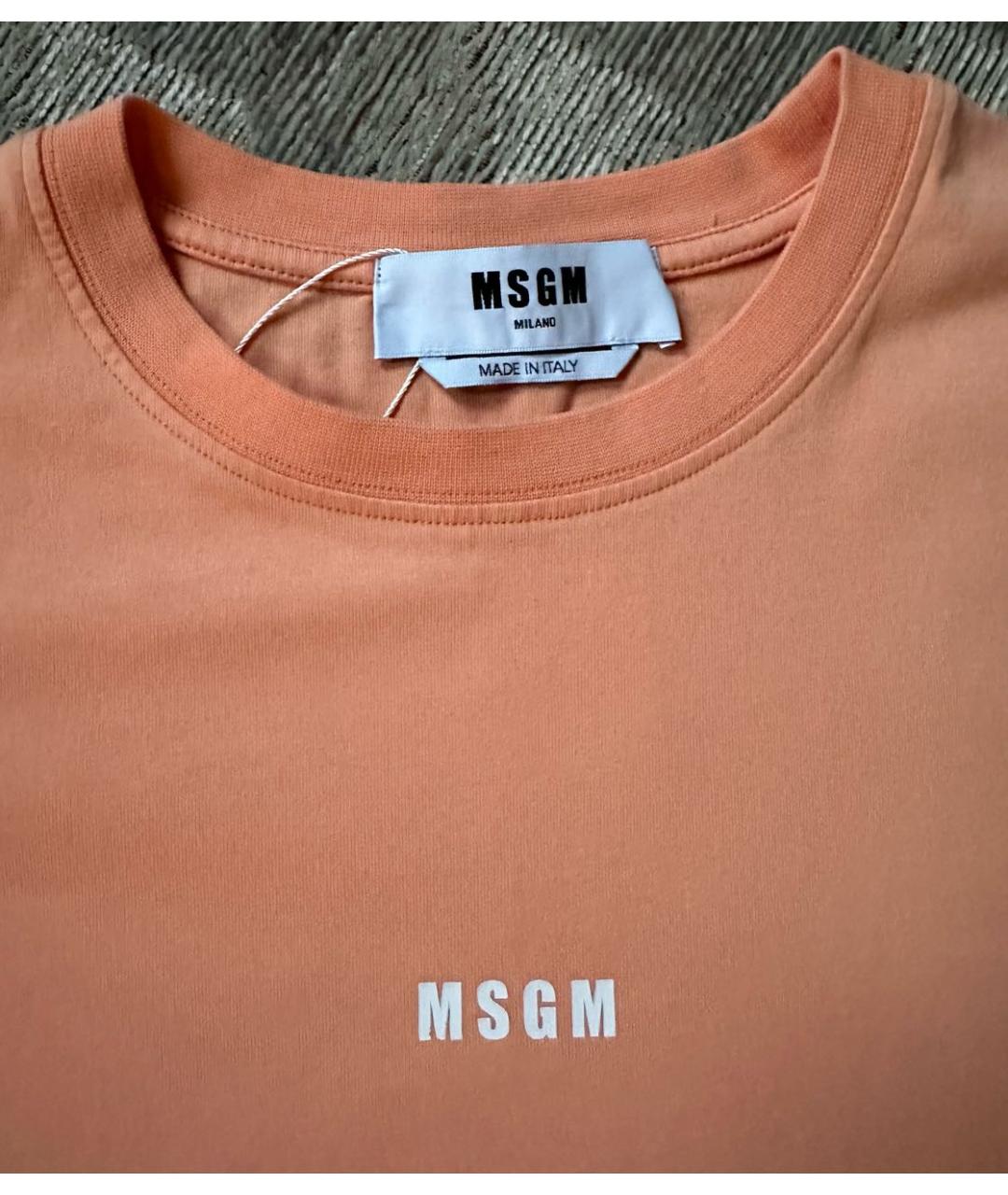 MSGM Оранжевая хлопковая футболка, фото 4