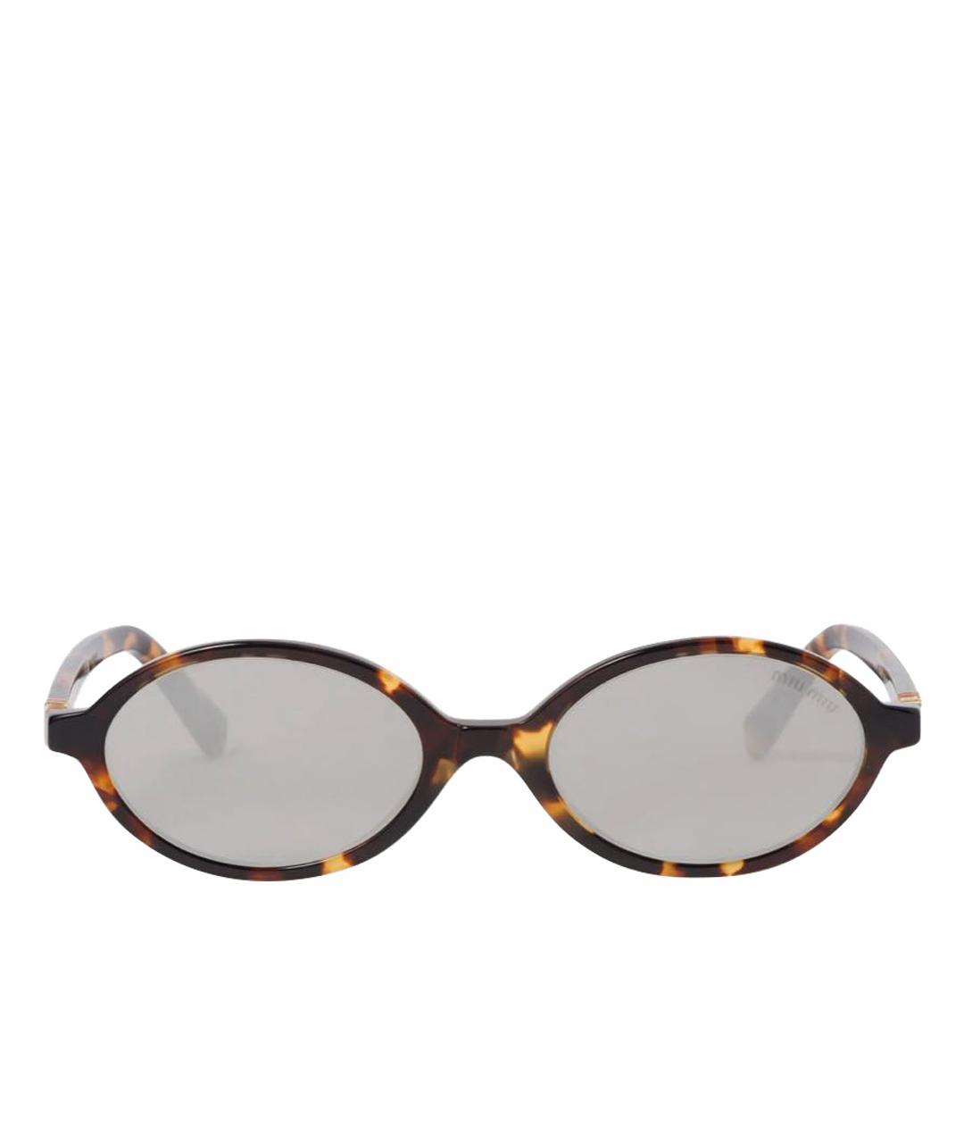MIU MIU Коричневые пластиковые солнцезащитные очки, фото 1