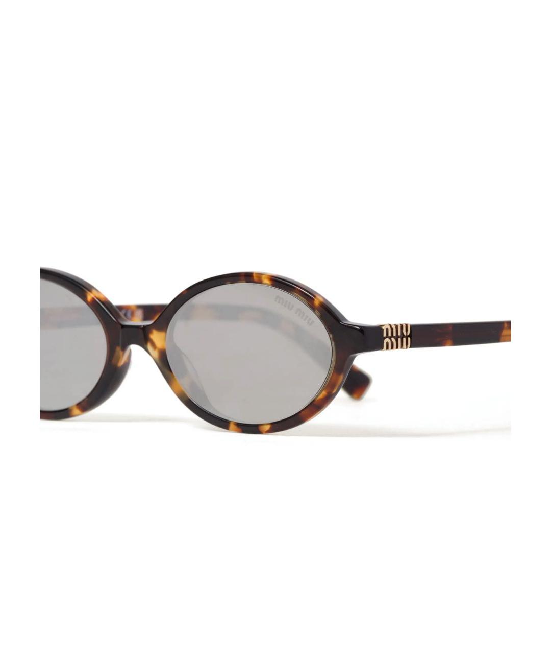 MIU MIU Коричневые пластиковые солнцезащитные очки, фото 4