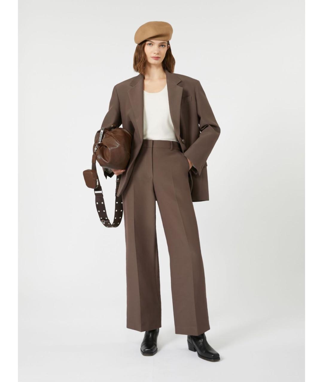 WEEKEND MAX MARA Коричневые прямые брюки, фото 4