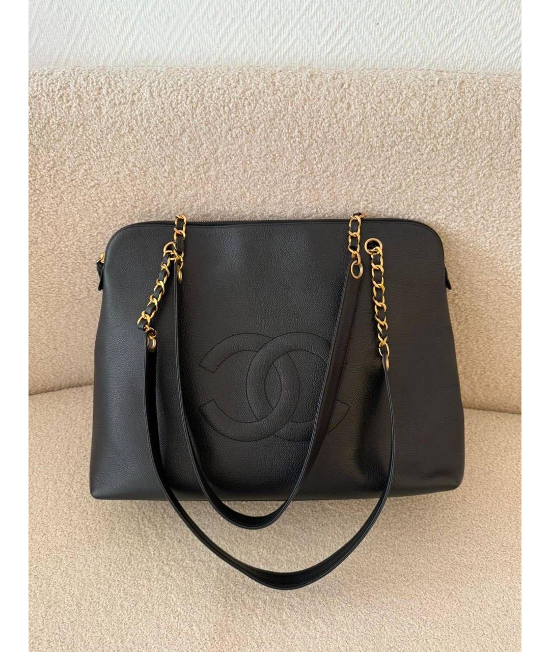 CHANEL Черная кожаная сумка тоут, фото 2