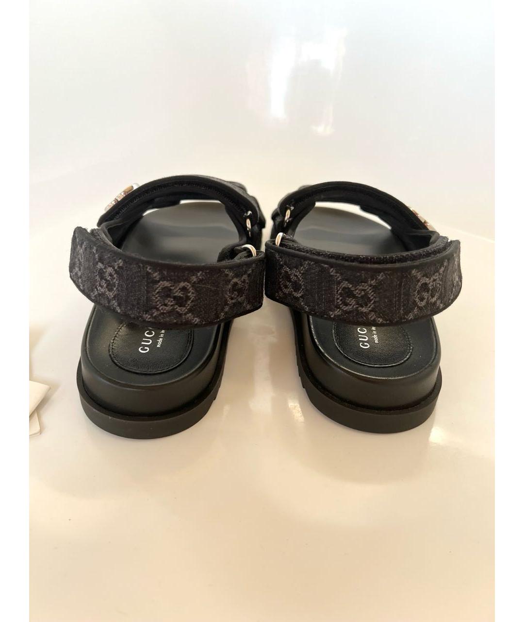 GUCCI Черные текстильные сандалии, фото 4