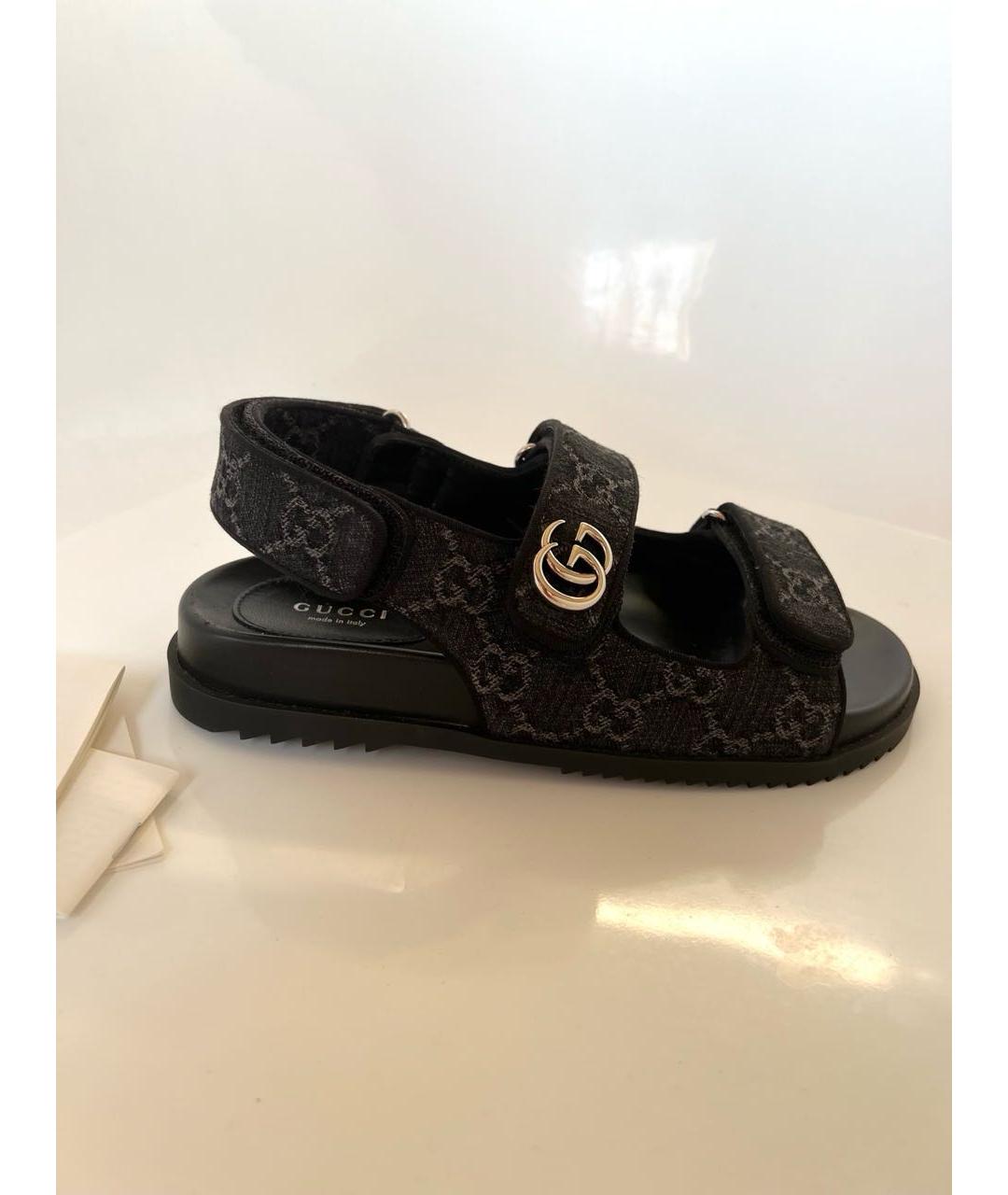 GUCCI Черные текстильные сандалии, фото 7