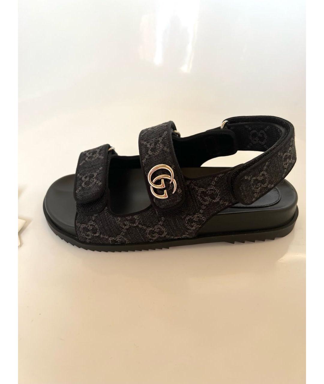 GUCCI Черные текстильные сандалии, фото 6