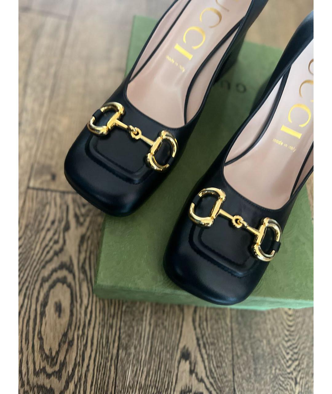 GUCCI Черные кожаные туфли, фото 6