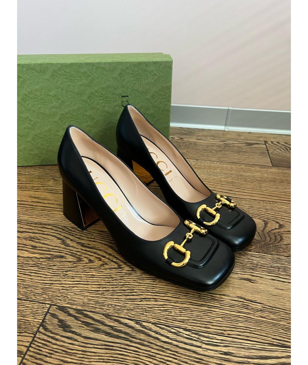 GUCCI Черные кожаные туфли, фото 2