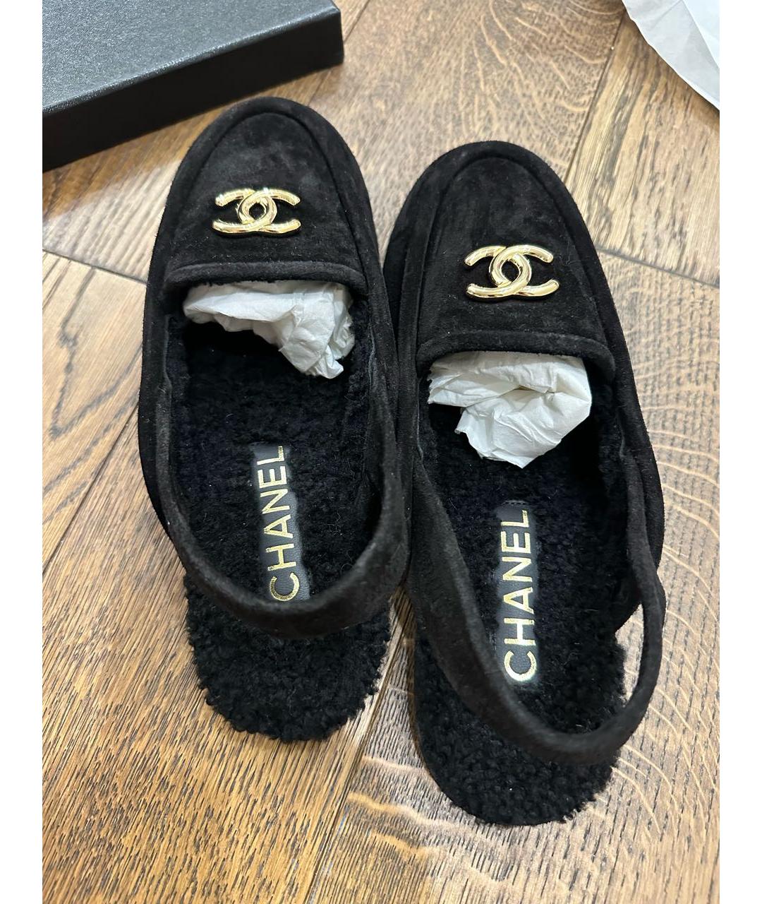 CHANEL Черные замшевые лоферы, фото 3