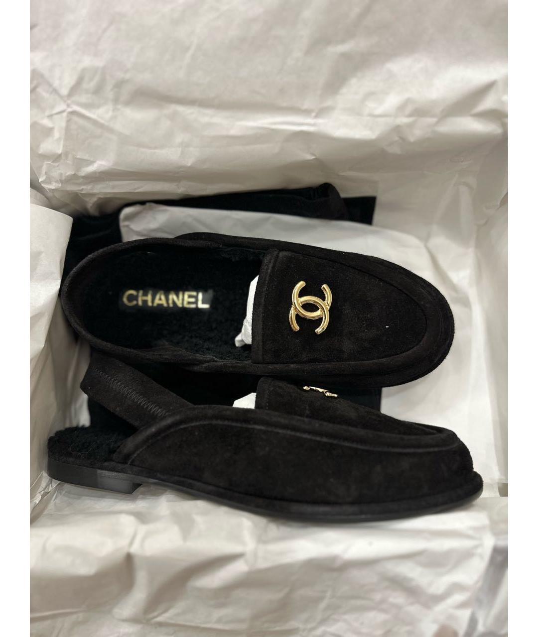CHANEL Черные замшевые лоферы, фото 7