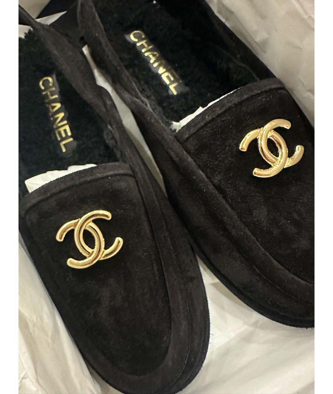 CHANEL Черные замшевые лоферы, фото 6