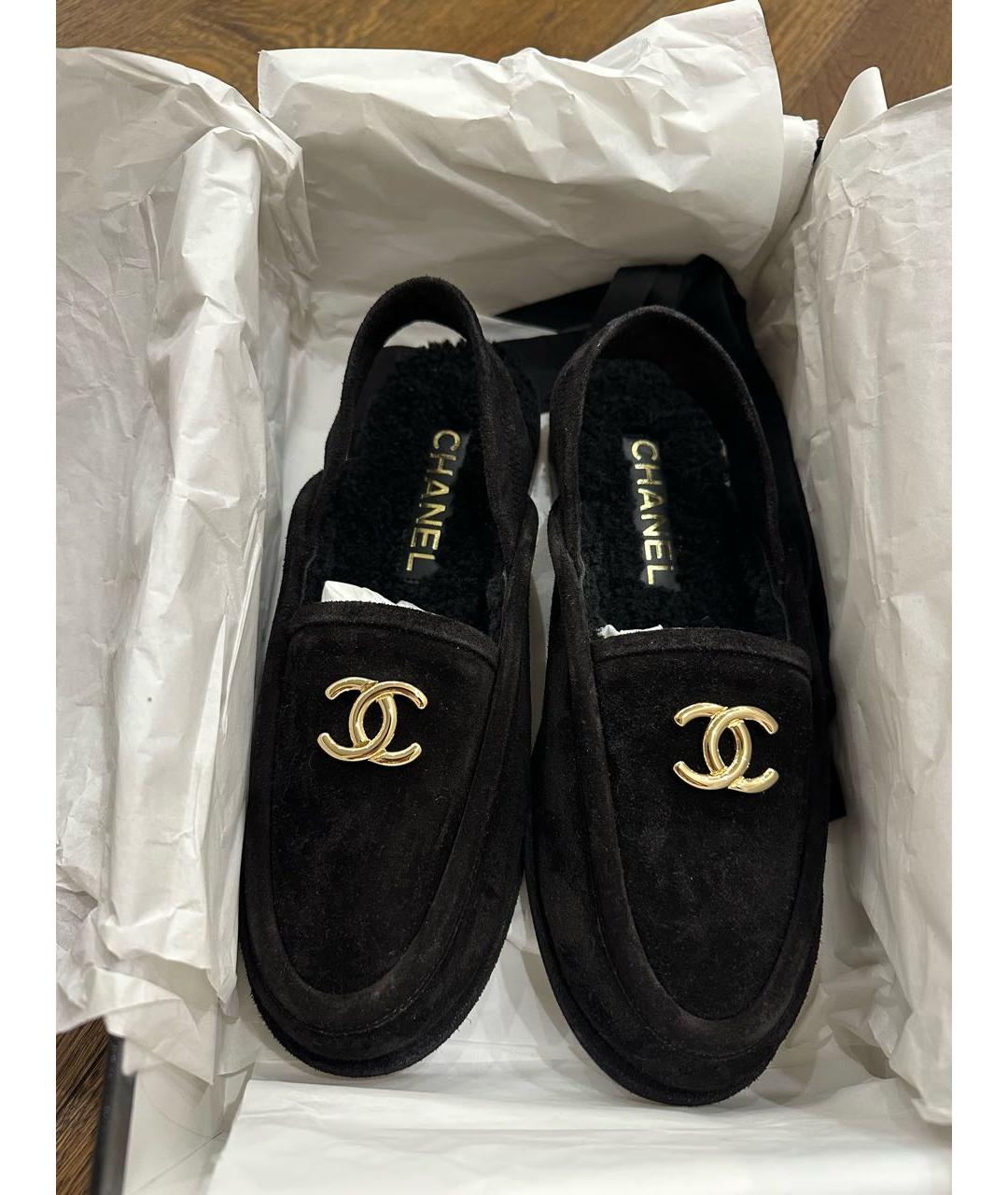 CHANEL Черные замшевые лоферы, фото 2