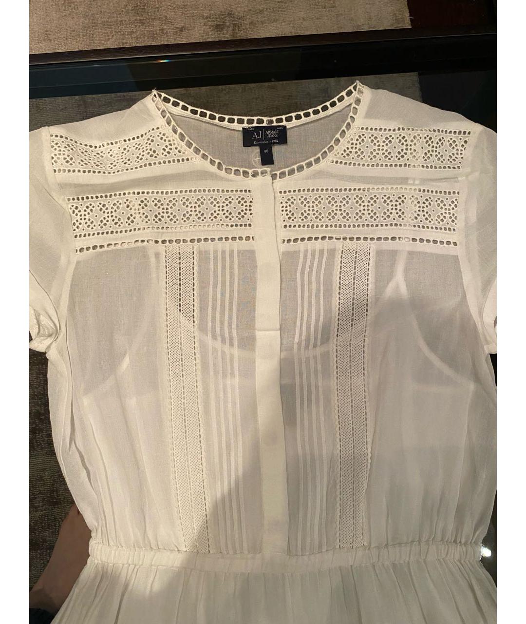 ARMANI JEANS Белое хлопковое повседневное платье, фото 3