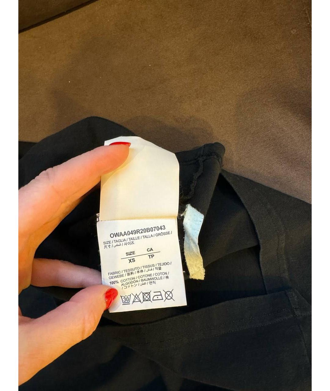 OFF-WHITE Черная хлопковая футболка, фото 4