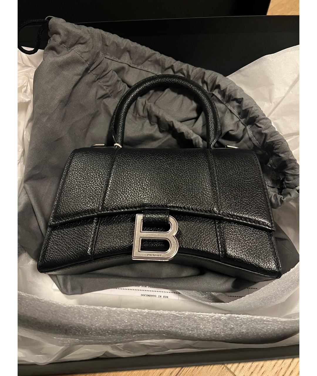 BALENCIAGA Черная кожаная сумка с короткими ручками, фото 2