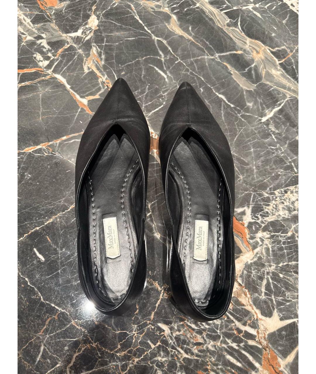 MAX MARA Черные кожаные балетки, фото 3