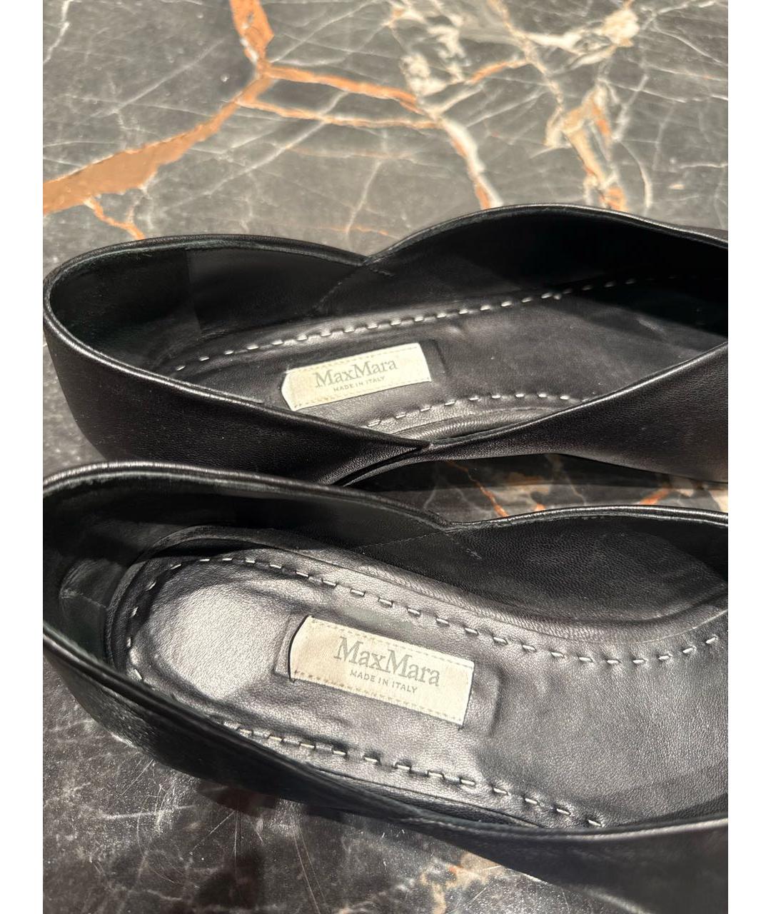 MAX MARA Черные кожаные балетки, фото 5