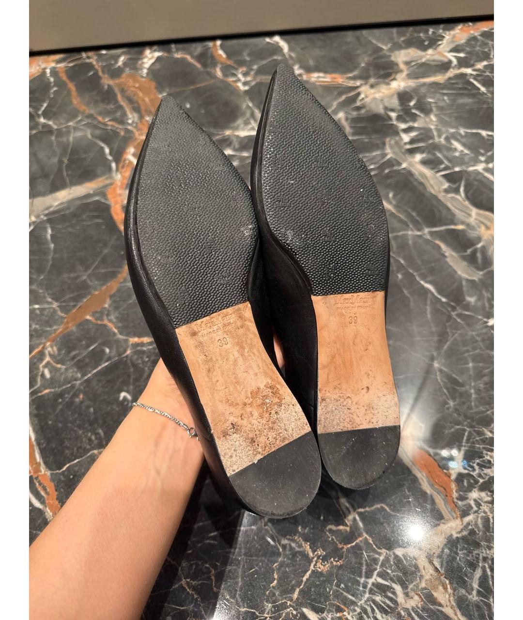 MAX MARA Черные кожаные балетки, фото 6