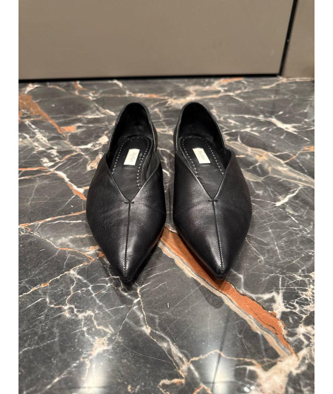 MAX MARA Черные кожаные балетки, фото 2