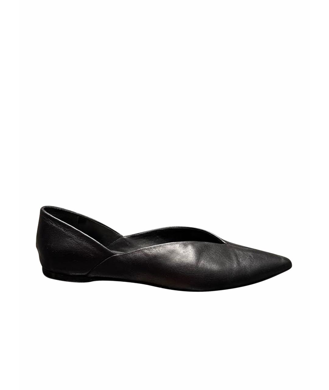 MAX MARA Черные кожаные балетки, фото 1