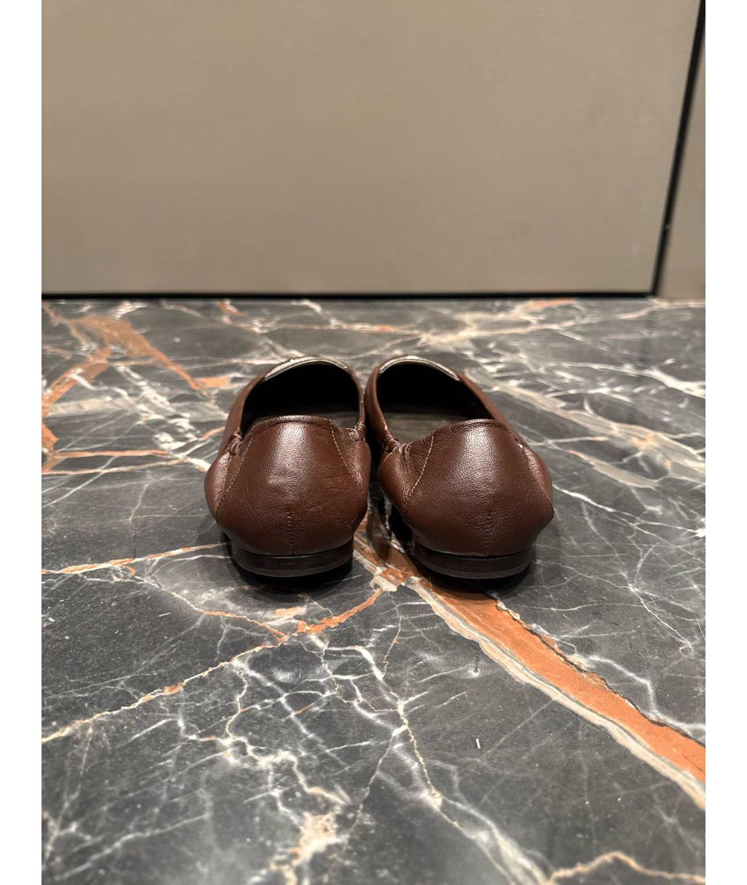 BRUNELLO CUCINELLI Коричневые кожаные балетки, фото 4