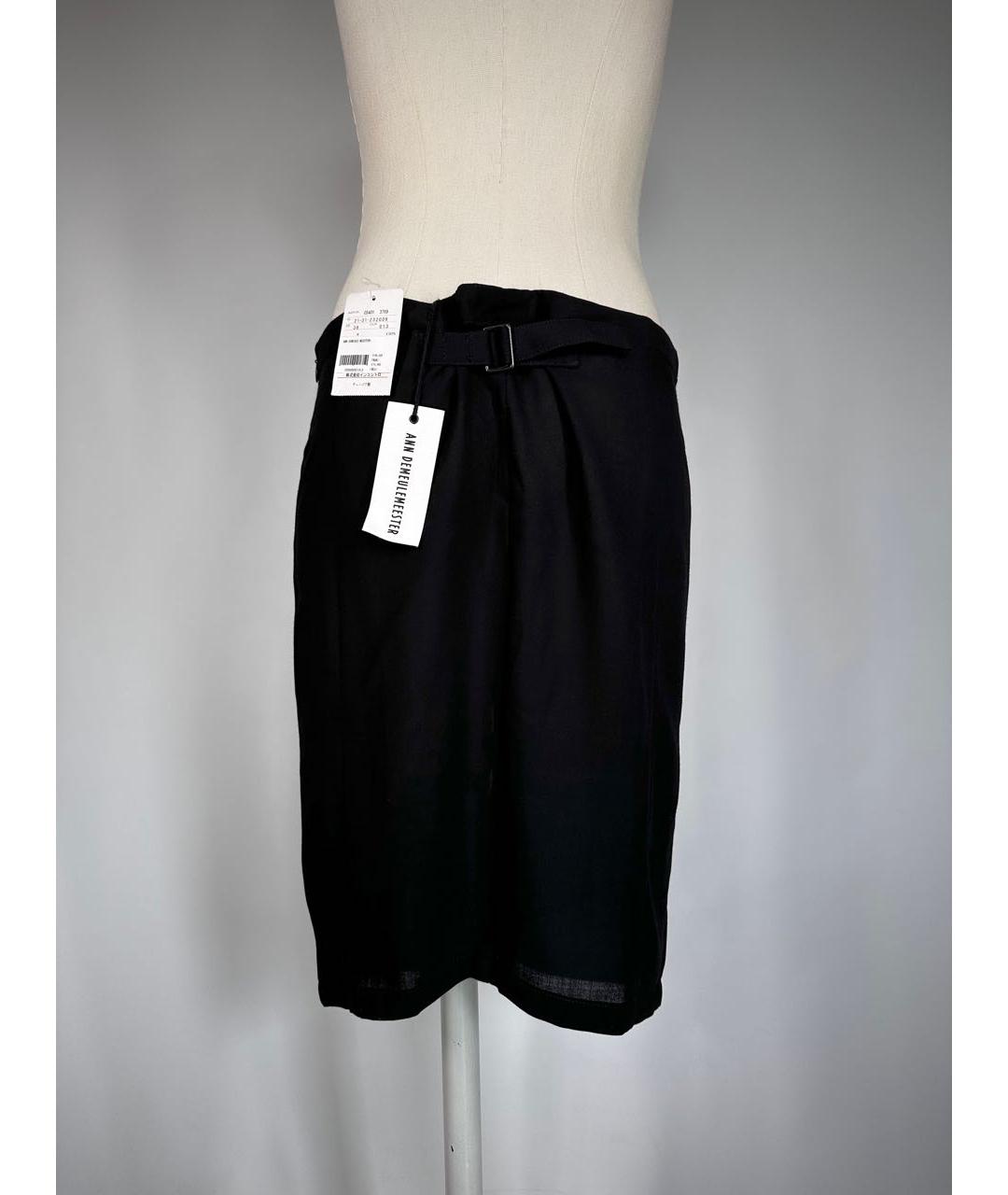 ANN DEMEULEMEESTER Черная шерстяная юбка миди, фото 8