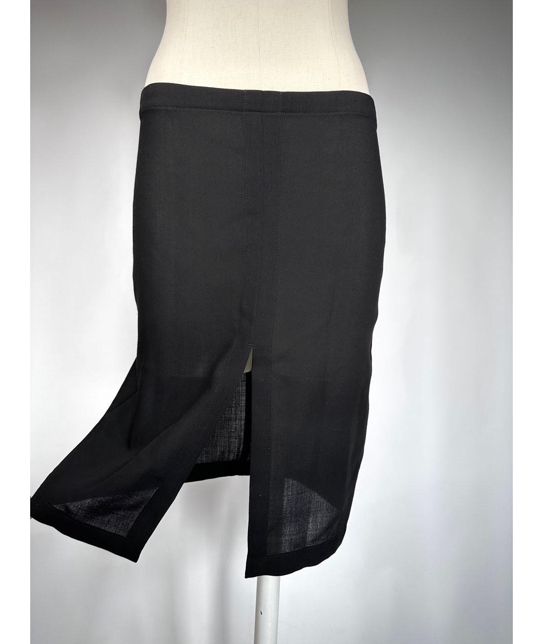ANN DEMEULEMEESTER Черная шерстяная юбка миди, фото 2