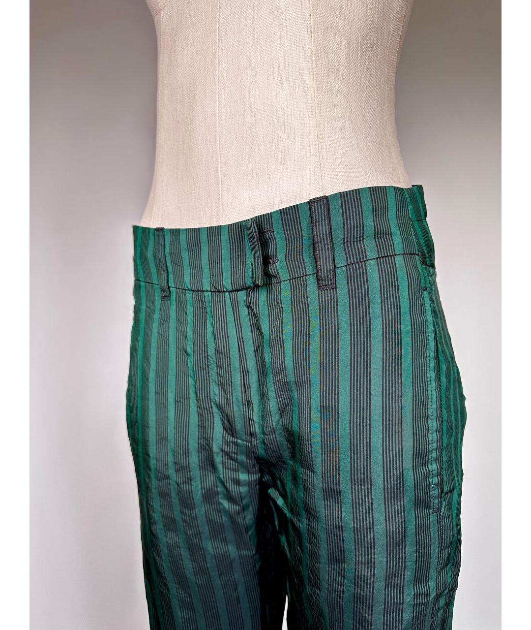 ANN DEMEULEMEESTER Зеленые хлопковые прямые брюки, фото 3