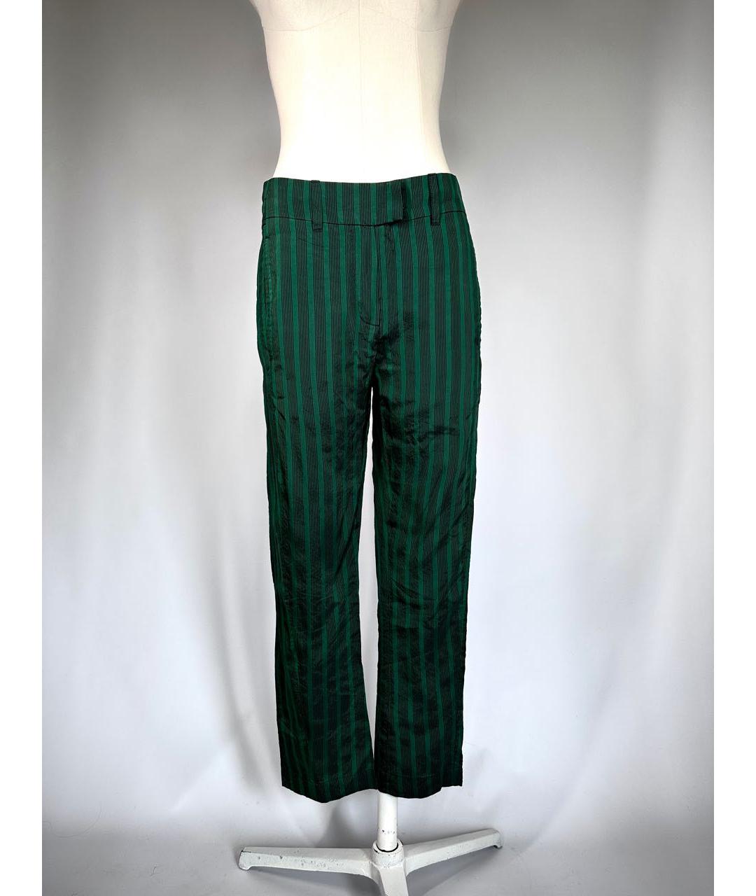 ANN DEMEULEMEESTER Зеленые хлопковые прямые брюки, фото 9