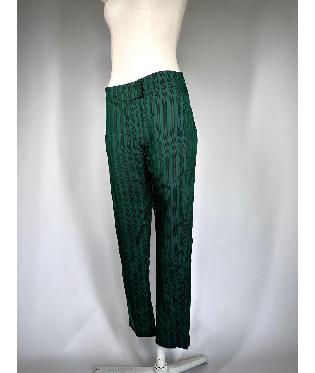ANN DEMEULEMEESTER Зеленые хлопковые прямые брюки, фото 6