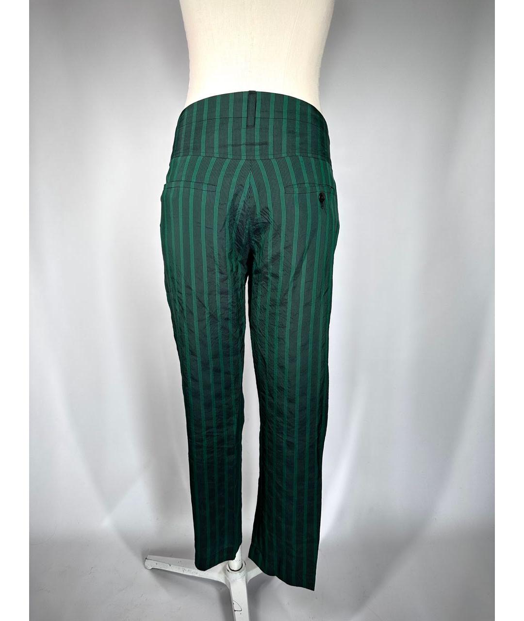 ANN DEMEULEMEESTER Зеленые хлопковые прямые брюки, фото 5