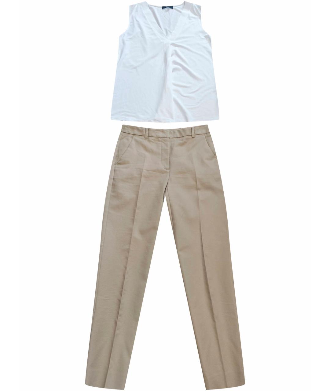 WEEKEND MAX MARA Бежевый хлопко-эластановый костюм с брюками, фото 1