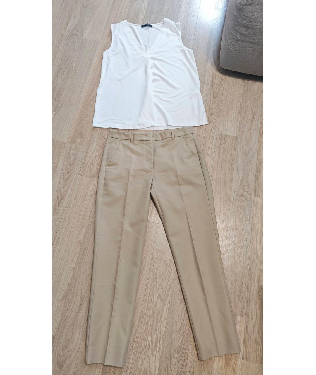 WEEKEND MAX MARA Бежевый хлопко-эластановый костюм с брюками, фото 7