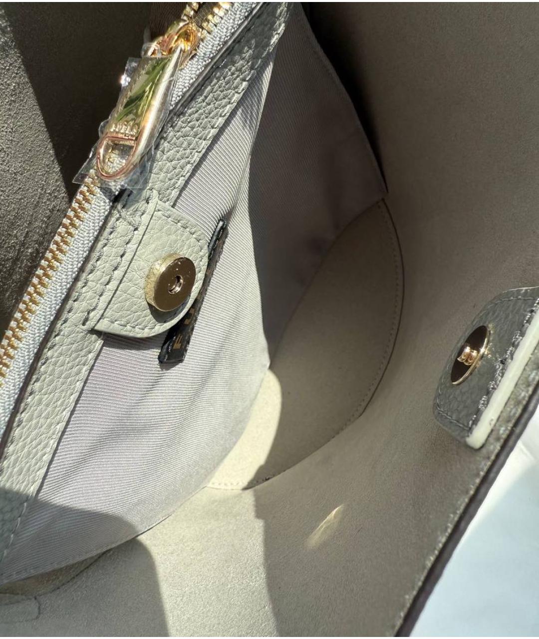 FURLA Серая кожаная сумка тоут, фото 7